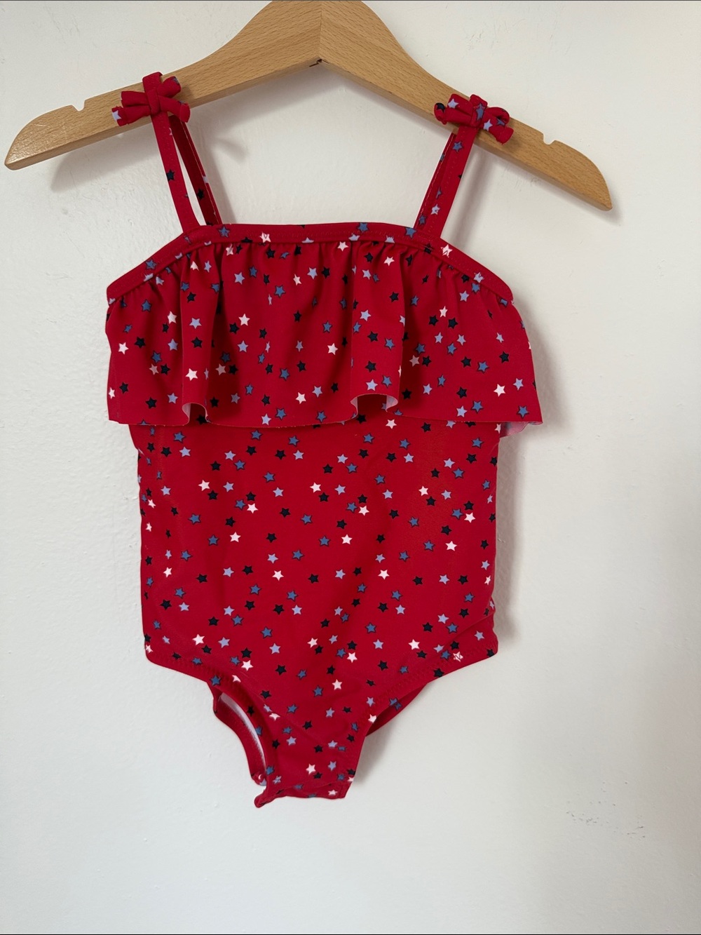 Oshkosh B’gosh Red Star Print Ruffle One-Piece Swimsuit 4th of July Baby